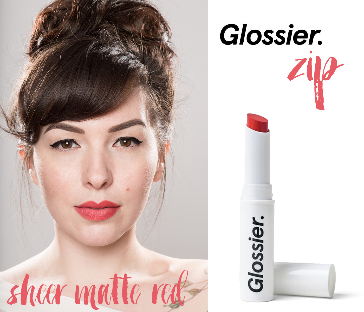 finding the perfect red lipstick: glossier zip generation g sheer matte red lipstick