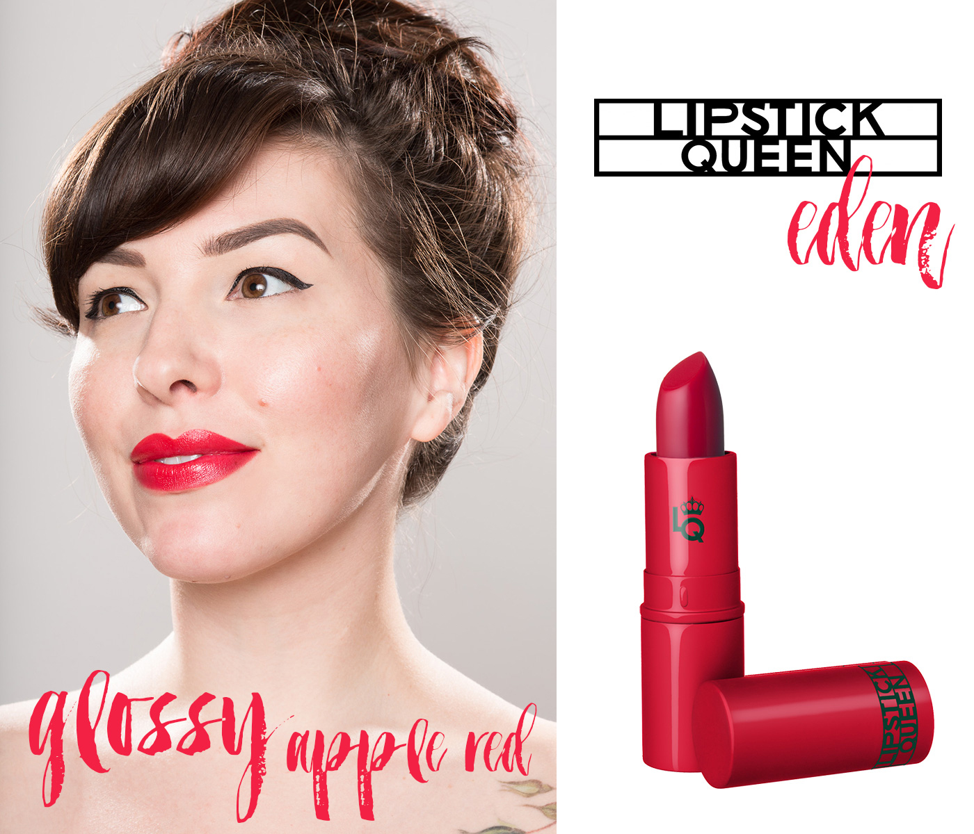 finding the perfect red lipstick: lipstick queen eden glossy red lipstick