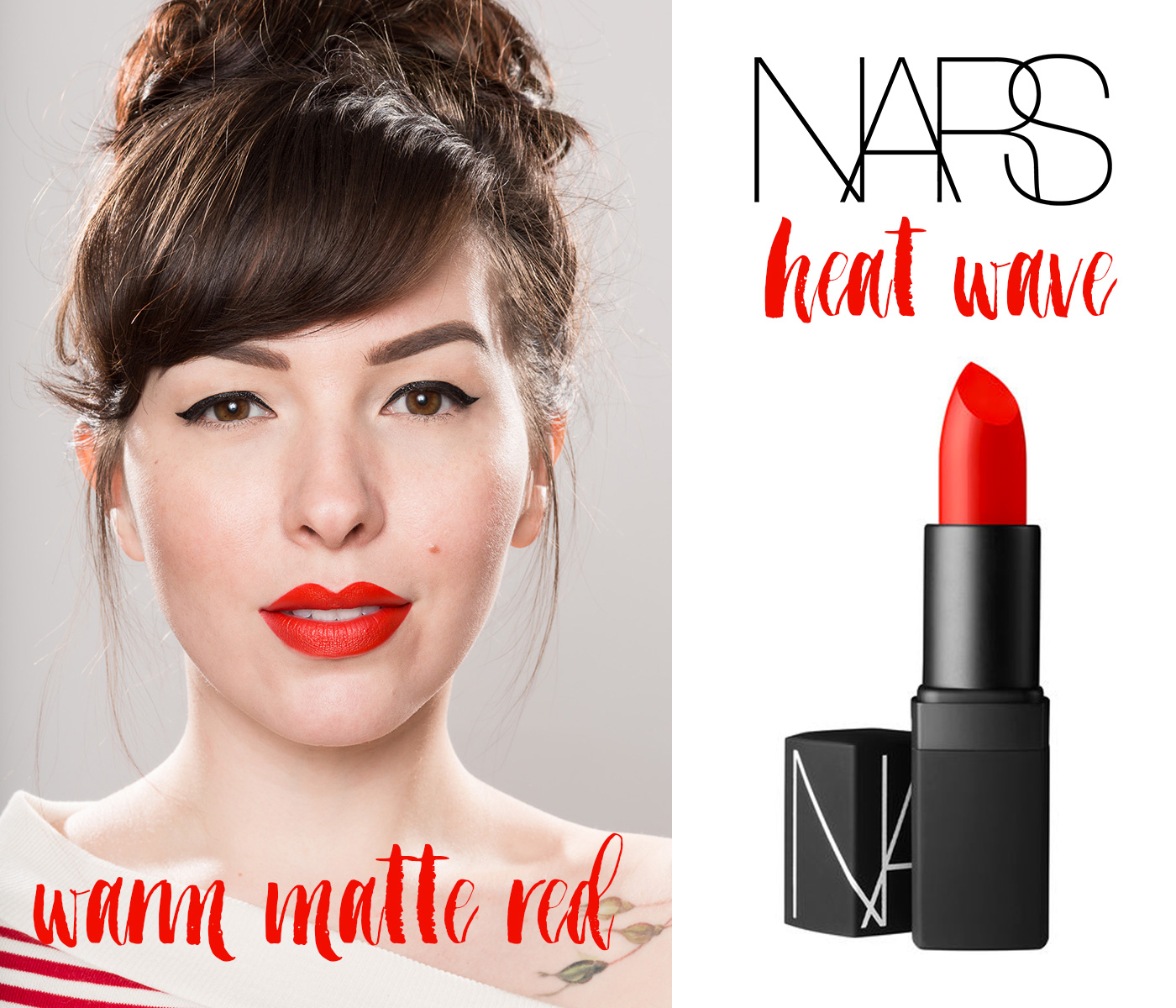 finding the perfect red lipstick: nars heat wave warm matte red lipstick