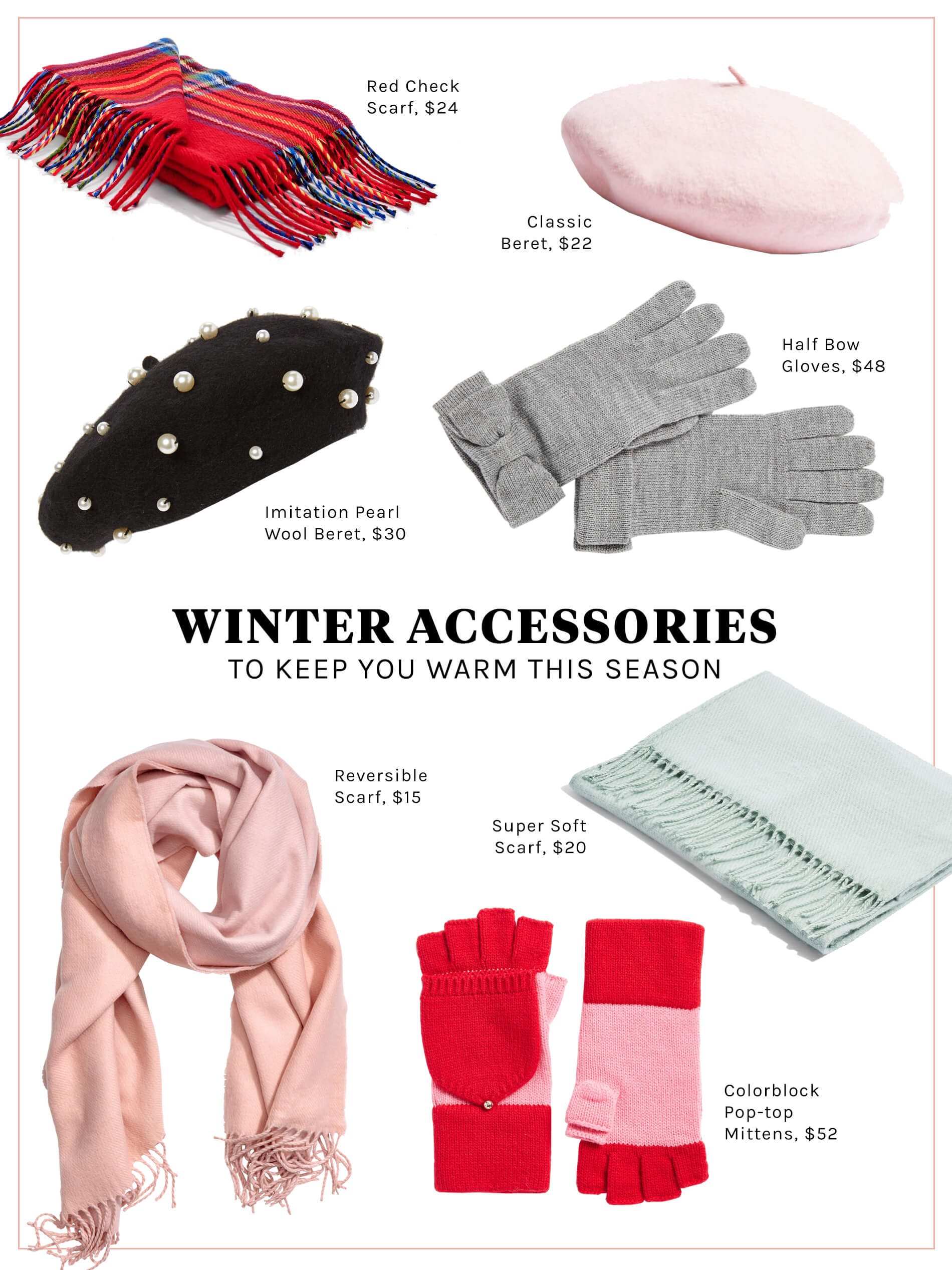 winter accessories, what to wear to keep you warm, cute winter accessories, pink winter clothes