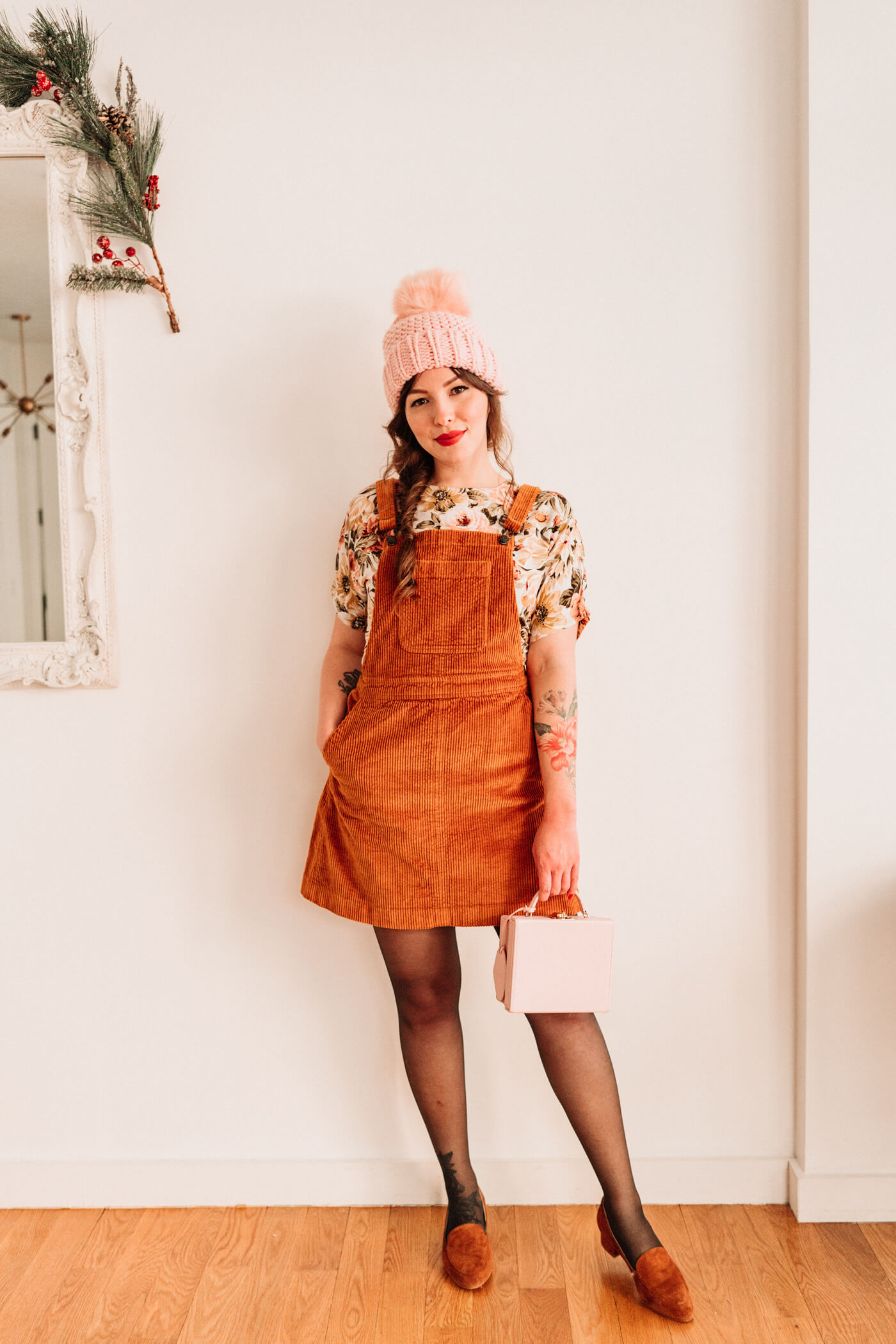 4 ways to style a corduroy overall dress 
