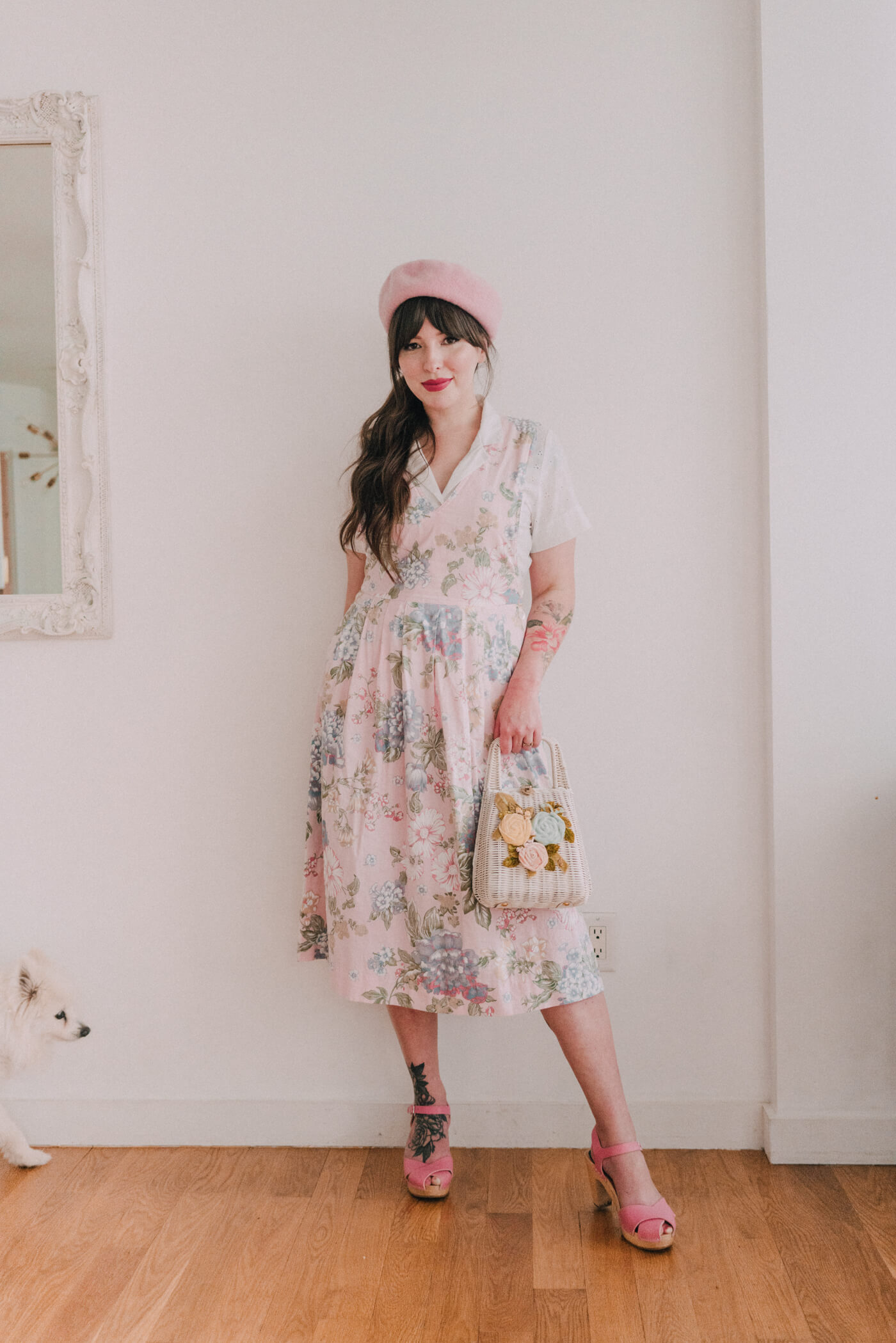 woman wearing a floral dress 