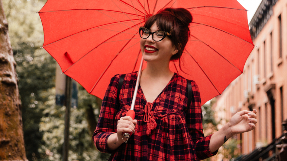 red heart umbrella