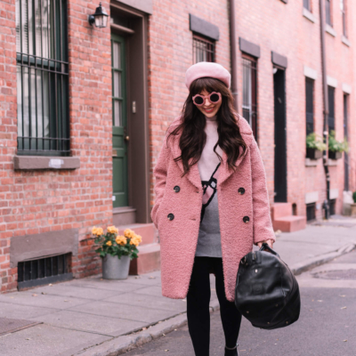 pink topshop coat alicia boucle