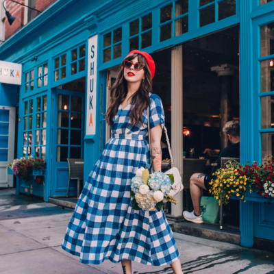 mara hoffman gingham wrap dress