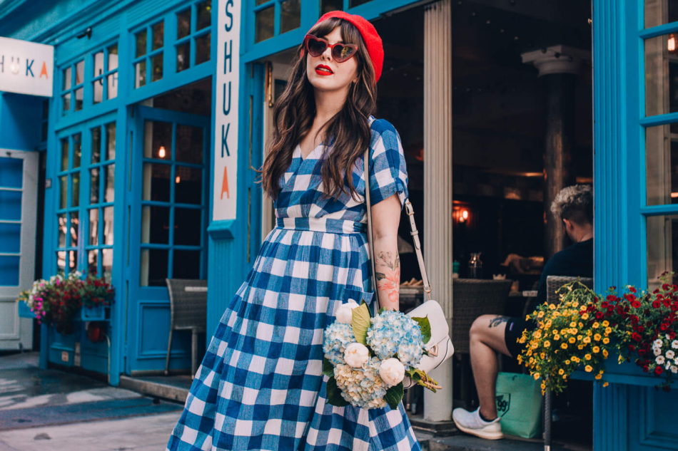 mara hoffman gingham wrap dress