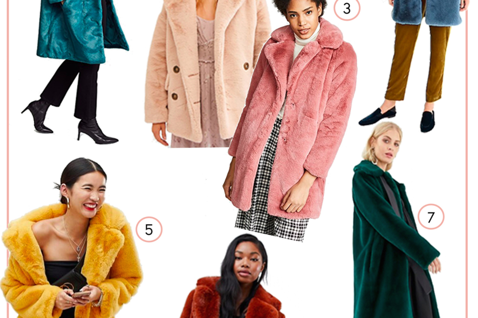 collage of Faux Fur Coat Roundup