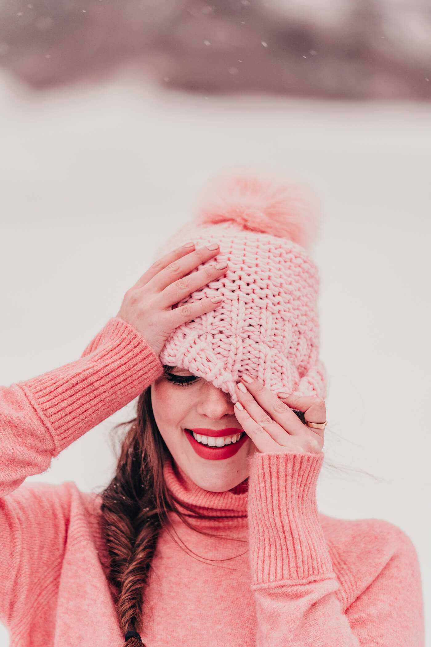 woman wearing Pink Winter Outfit 