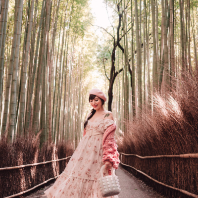 Keiko Lynn in Arashiyama Bamboo Forest, Kyoto, Japan