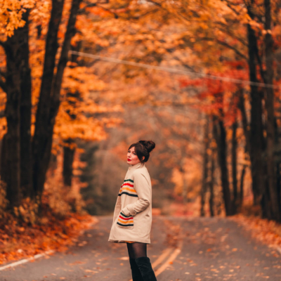 fall outfit: Pendleton glacier stripe coat