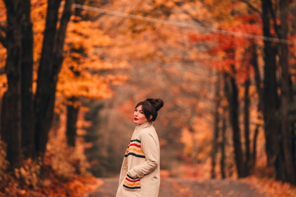 fall outfit: Pendleton glacier stripe coat