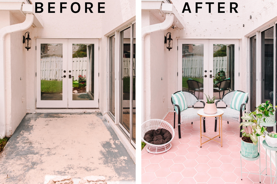 homegoods pastel patio makeover