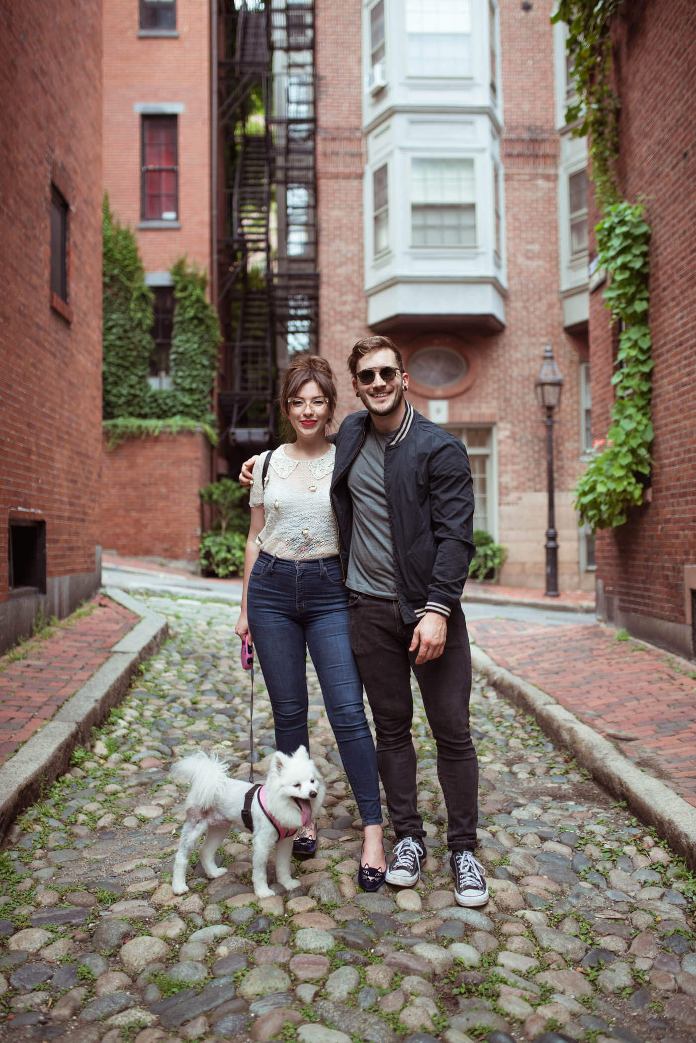 a couple with their dog