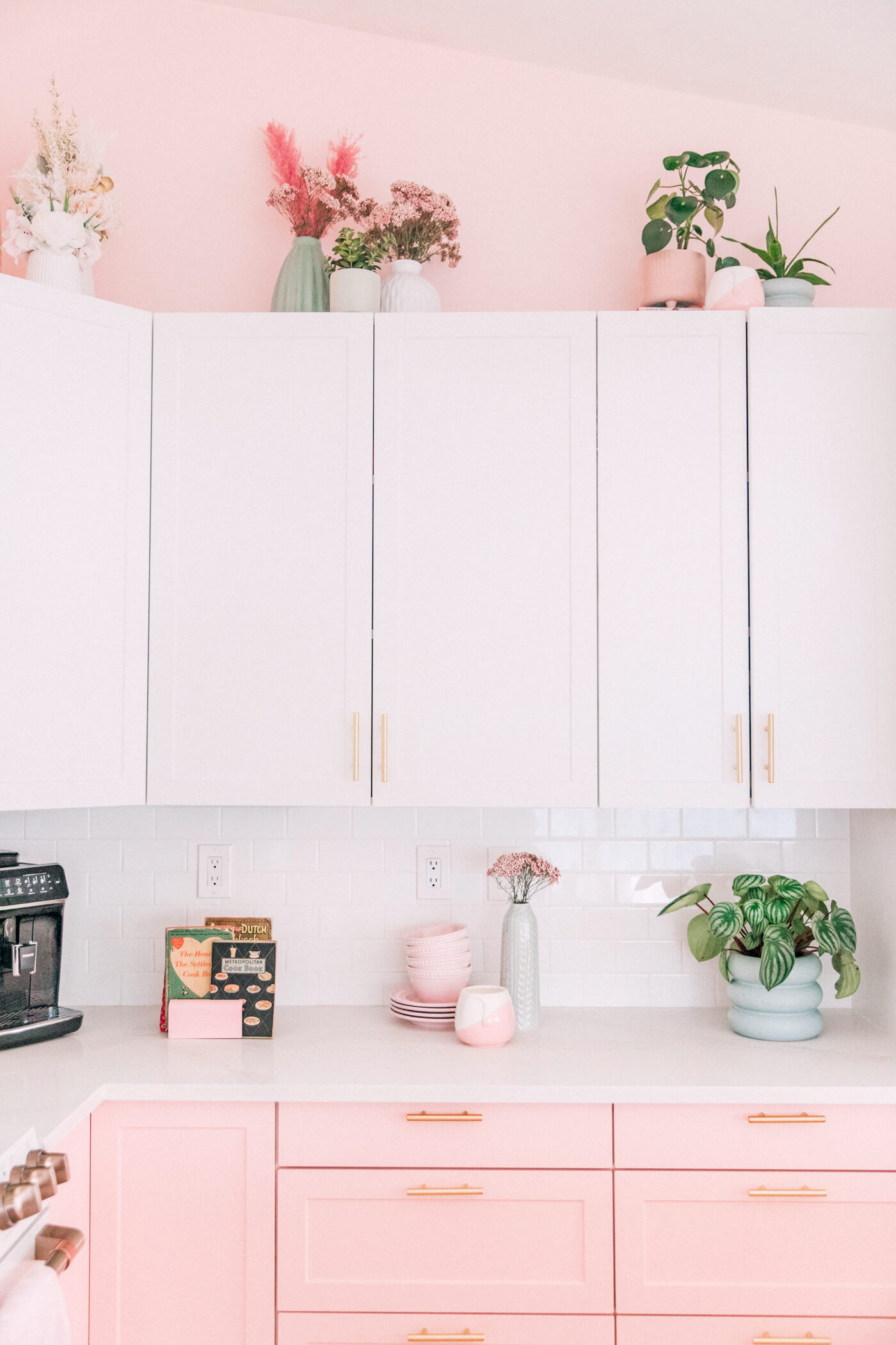 pink and white Kitchen Makeover