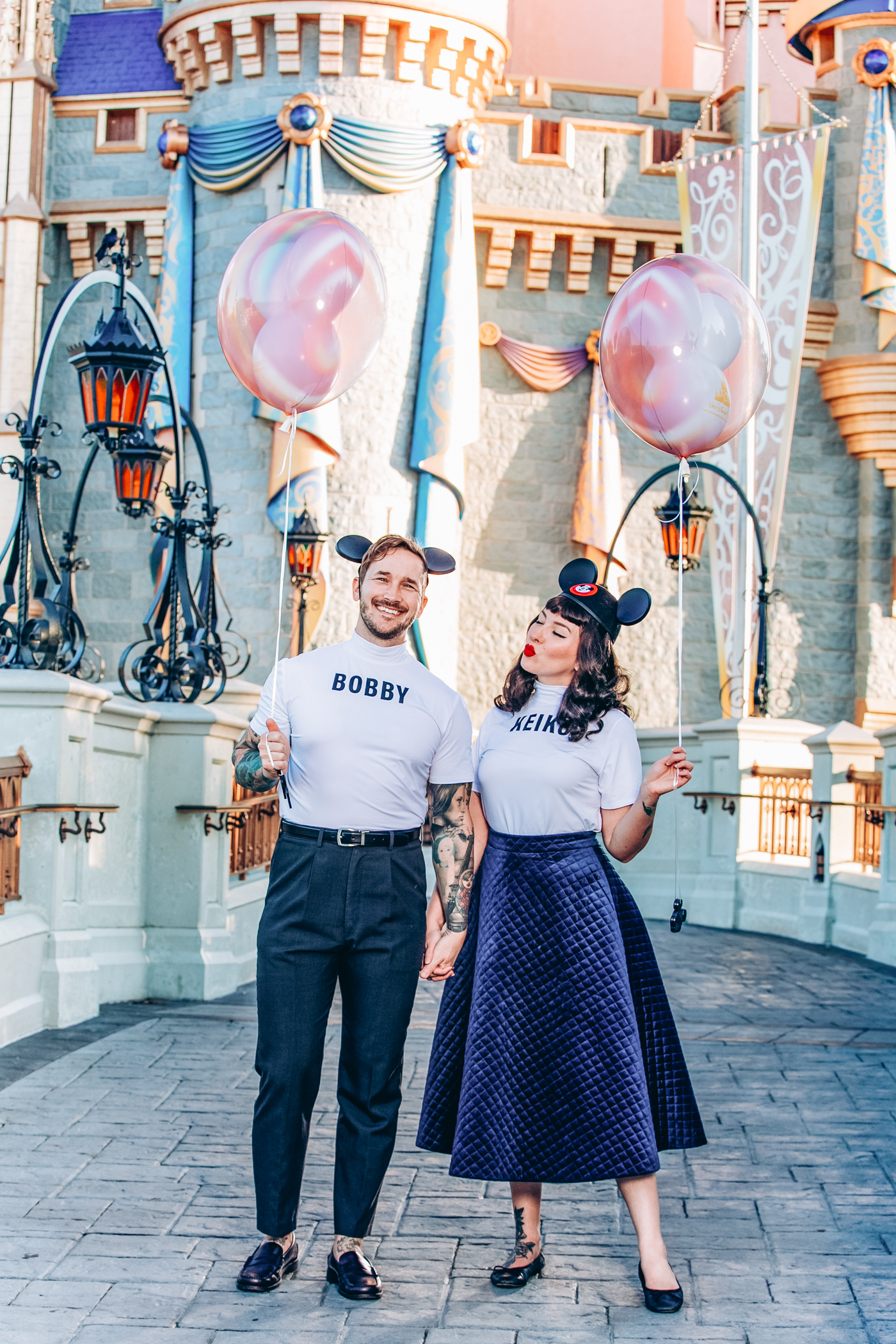 a couple in their private photo shoot at disney
