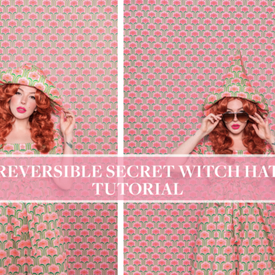 Keiko Lynn wearing a reversible secret witch hat